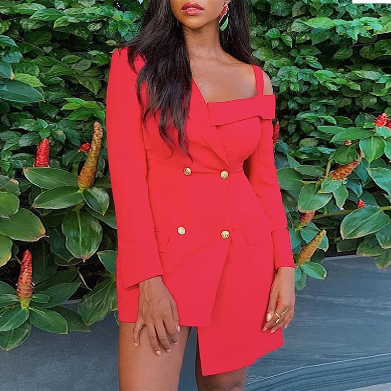 

Cold Shoulder Double Breasted Blazer Dress