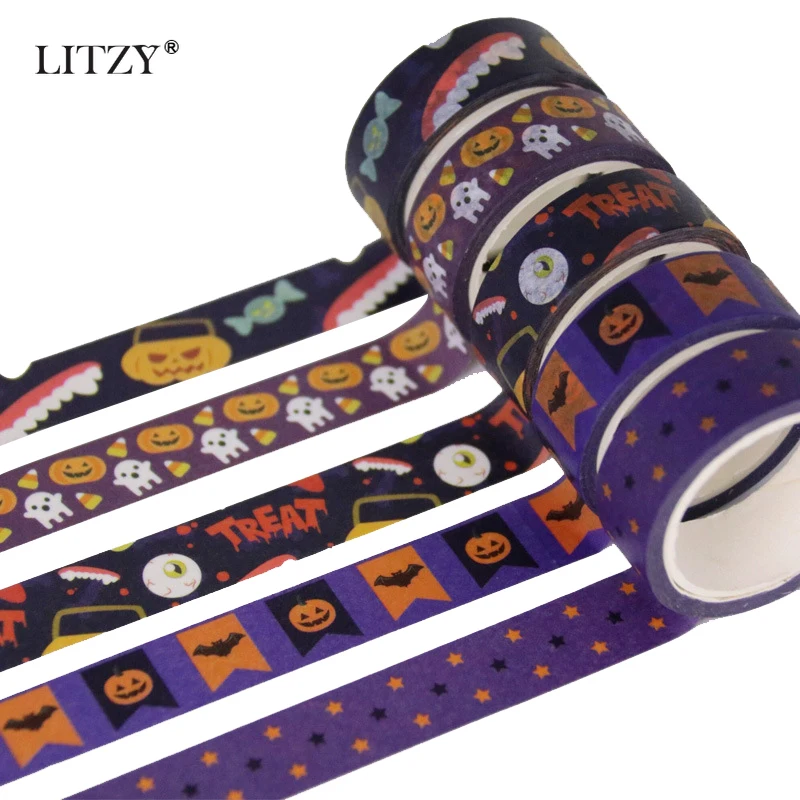 

1Pcs/Set Halloween Washi Tapes Pumpkin Candy Bat Ghost Web DIY Scrapbooking Masking Tapes School Office Stationery Supply Gift