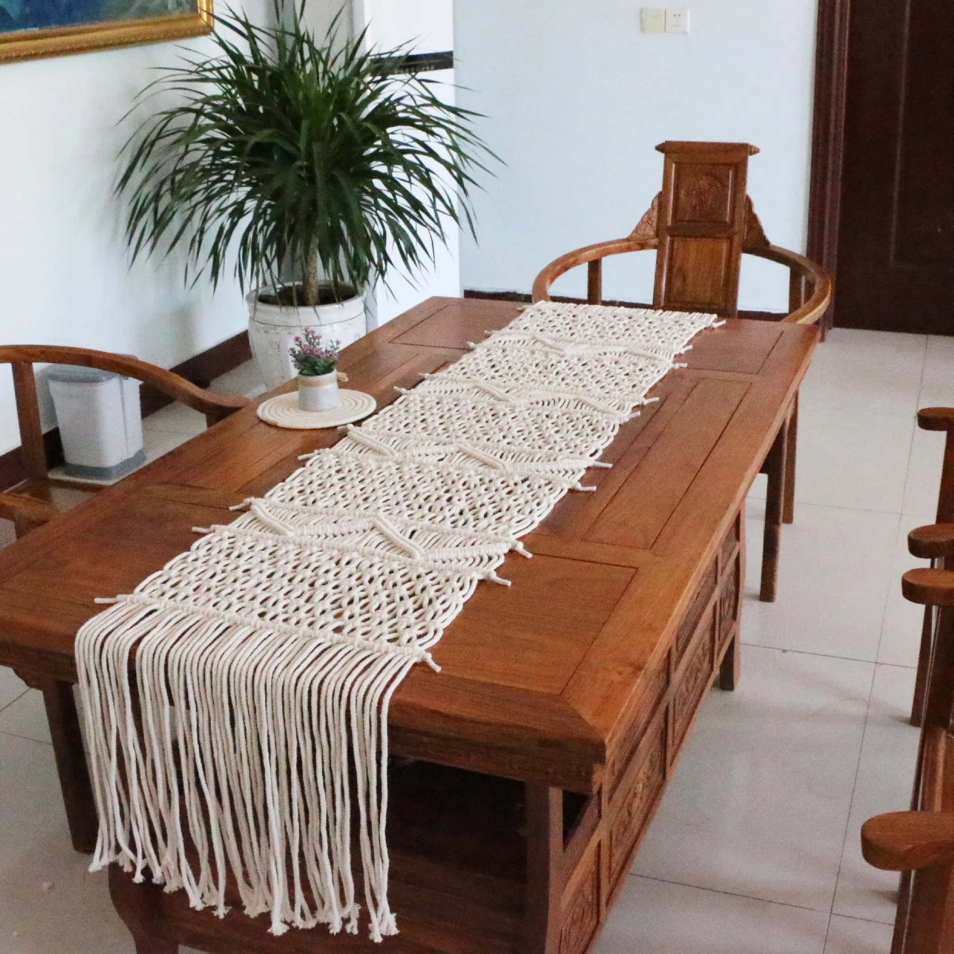 Bohemian Style Cotton Rope Handwoven Table Runner Home Decoration