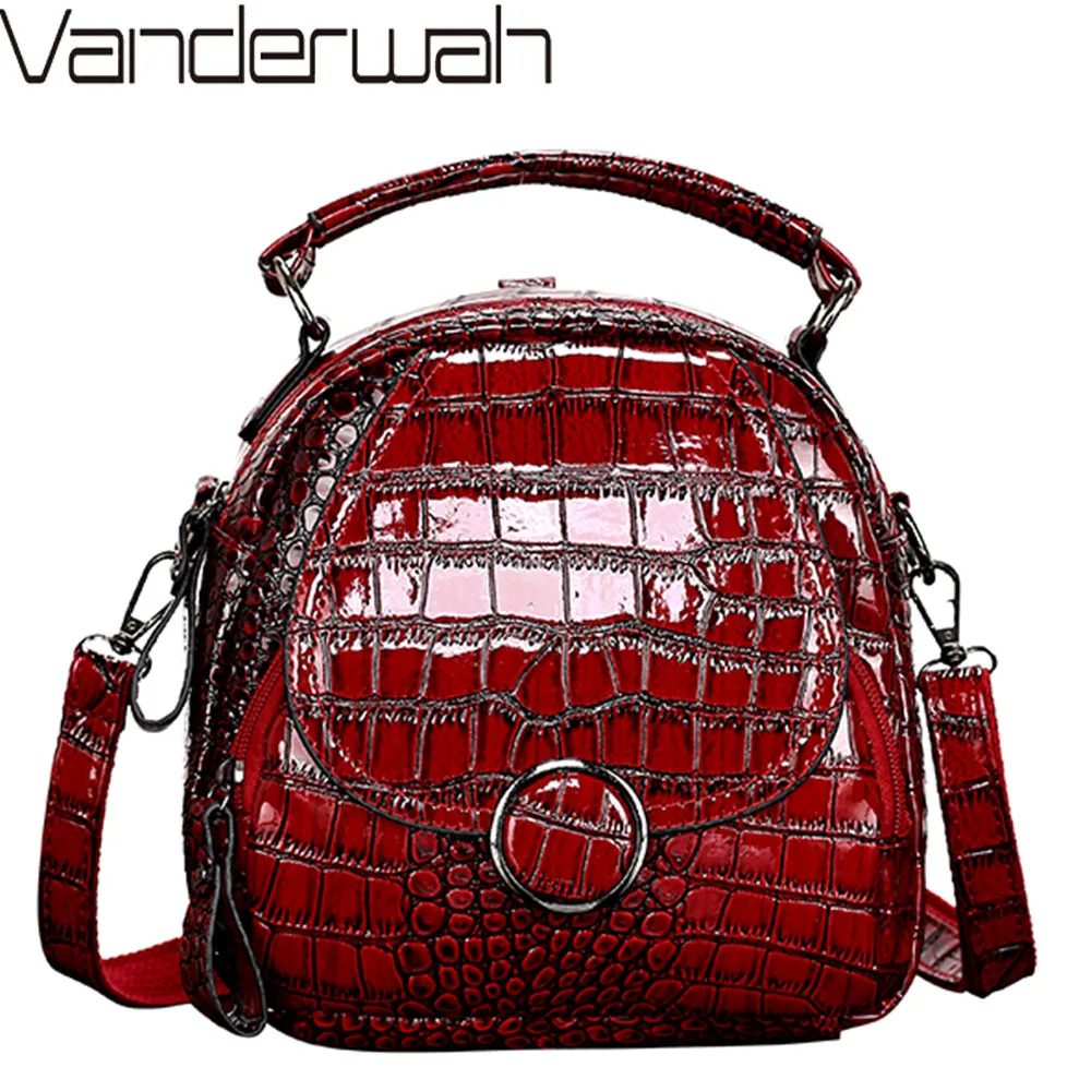 

Mini Backpack High Quality PU Leather Bagpacks Fashion Solid Crocodile Pattern Shoulder Bags Multi-Function Mini Travel Backpack