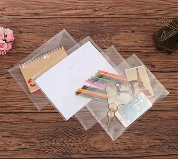 

12PCS Clear Plastic Waterproof Envelope Folder with Button Closure - A4 Paper Size Transparent Document Holder