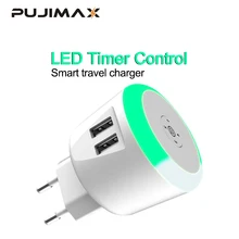 PUJIMAX 5V2. 1A светодиодный Таймер управление Смарт зарядное устройство для путешествий двойной usb Индуктивная зарядка для iPhone samsung Xiaomi зарядное устройство для мобильного телефона