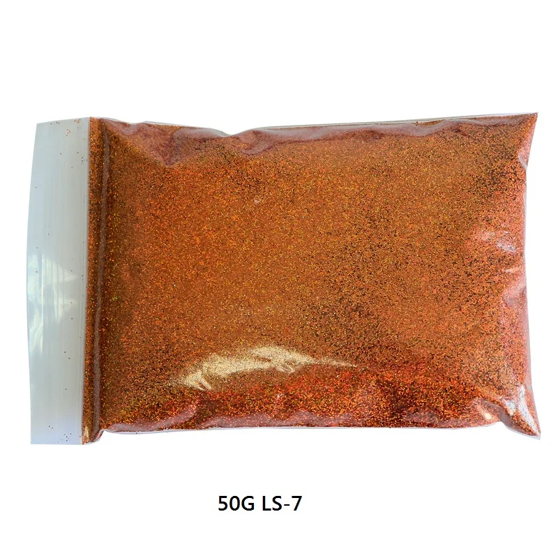 50G LS-7 50 г голографический блестящий для ногтей порошок лазер серебряное золото пыль блестки Шестигранная форма УФ Гель-лак Маникюр для дизайна ногтей украшения - Цвет: 50G LS-7