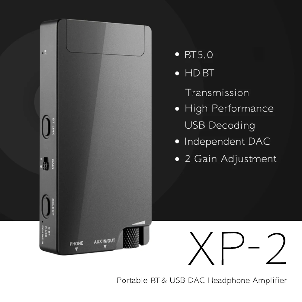 XDuoo XP-2 портативный усилитель для наушников Bluetooth 5,0 USB DAC hifi-усилитель для наушников HD сигнал передачи 192 кГц/24 бит AUX IN