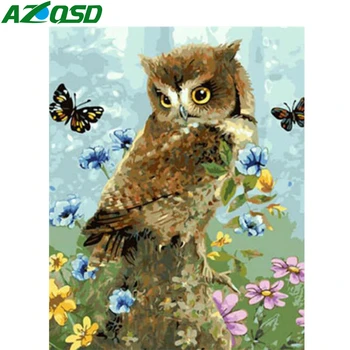 

AZQSD DIY Unframe Oil Painting By Numbers Owl Handpainted Gift Acrylic Paint Coloring By Numbers Canvas Animal Home Decor Kits