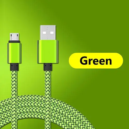 Cxone Micro USB кабель 2.4A нейлон Быстрая зарядка USB кабель для передачи данных для samsung Xiaomi LG планшет Android мобильный телефон usb зарядный шнур - Цвет: Green