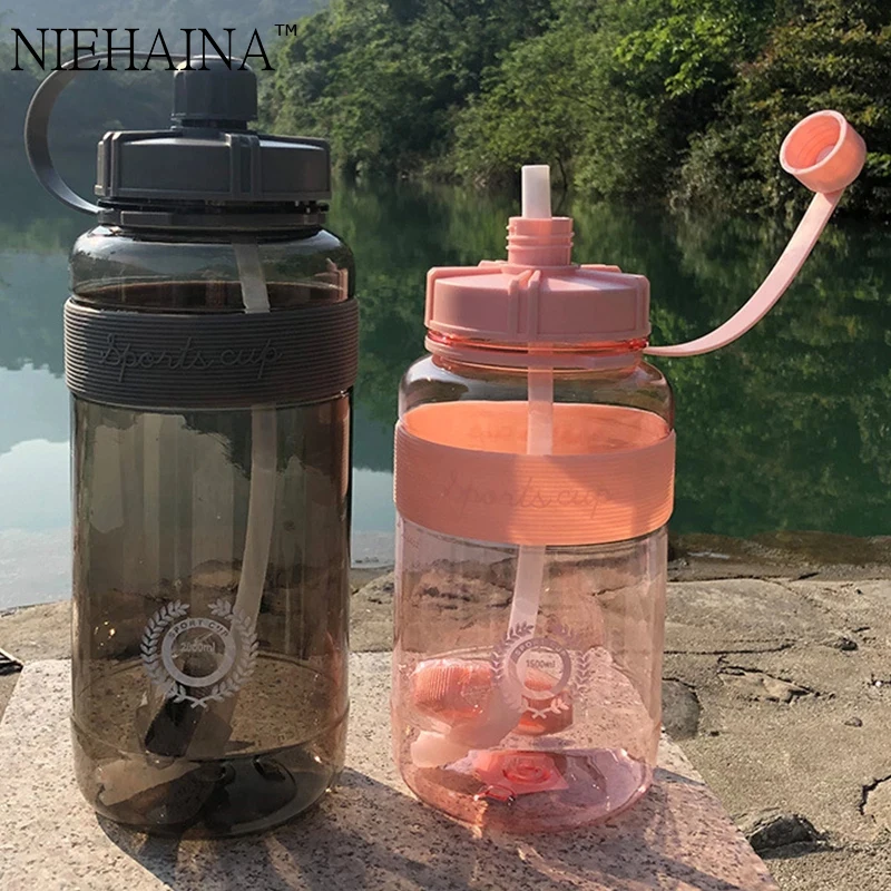 2000ml-600ml Outdoor Fitness Sports Bottle Kettle Large Capacity Portable Climbing Bicycle Water Bottles BPA Free Gym Space Cups