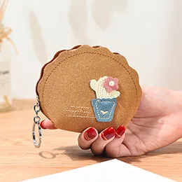 Кактус кошелек для монет Брелок женщины бумажники cartera mujer пэчворк жемчужный небольшой кошелек женщины молния кошельки для монет розовый красный коричневый синий - Цвет: brown coin purse