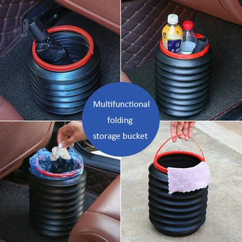 

New Multi-function Folding Plastic Bucket For Car Retractable Trash Bin Portable Trash Can For Fishing Camping Storage Bucket