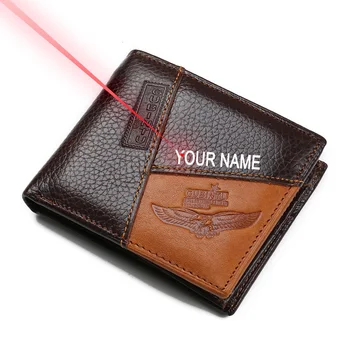 

Free Engraving Your Name Multifunction Genuine Leather Wallet Men Brand Designer Credit Card Holder With Coin Pocket Purse