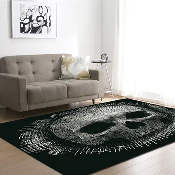 

Printed Round Area Rugs Skull Gothic Carpets Multicolor Modern Anti Slip Decorative Floor Mat for Living Room Soft Kids Play Mat