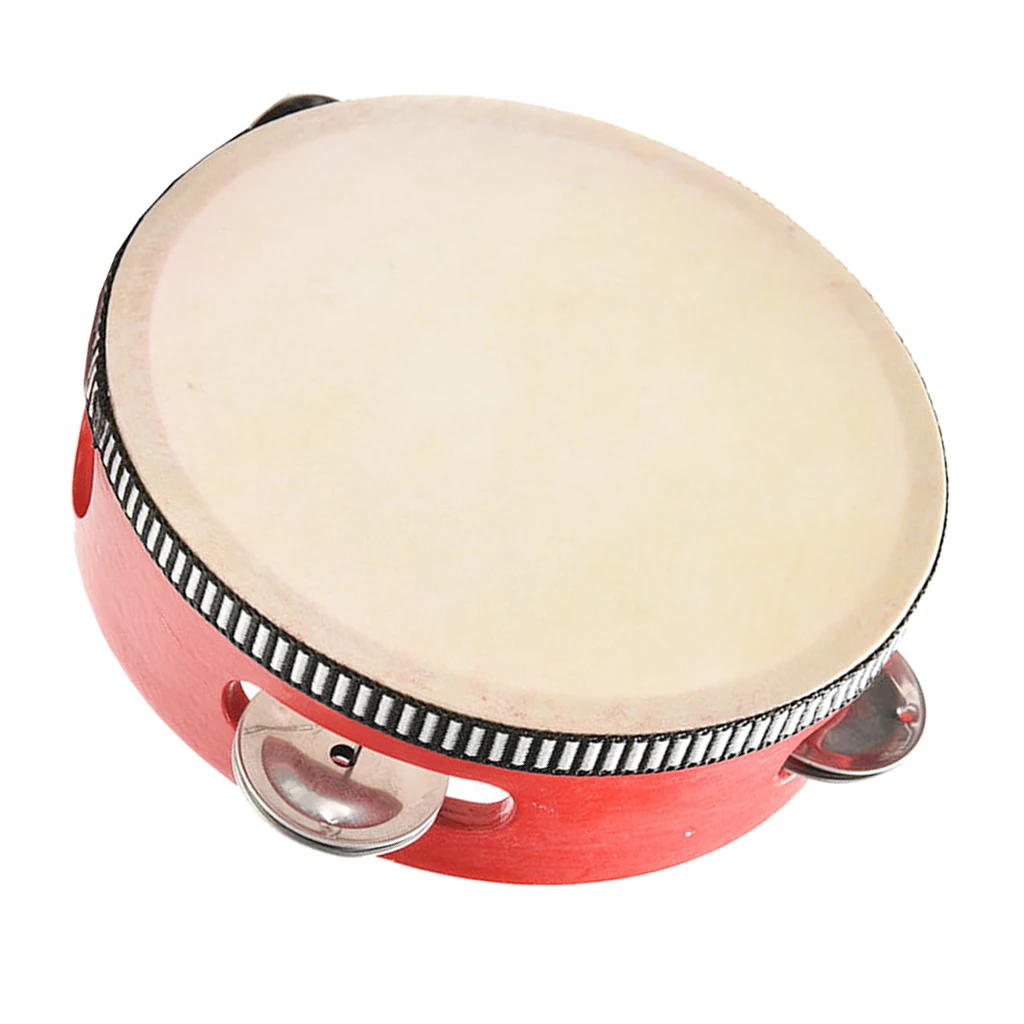 6` Musical Tamborine Drum Round Percussion 4 Jingles for KTV / Party/ Festival Celebration Education Toy