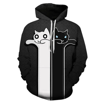 

New Fashion Cute Cat Printed Sweatshirt Hoodies Men Animal Design Streetwear Male Spring Long Sleeve Pullover Man Jacket