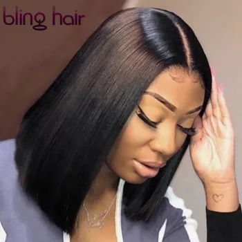 

Short Straight Lace Front Human Hair Wigs For Women 13x4 Lace Front Wigs Brazilian 4x4 Lace Closure Bob Wig Pre Plucked bling