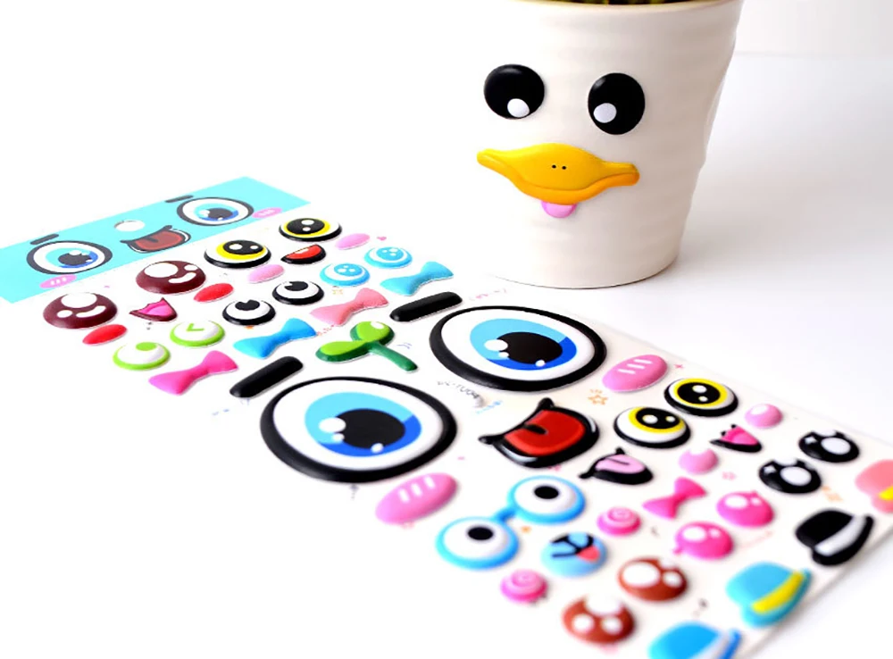 DIY милые глаза объемные наклейки мультфильм детские трехмерные объемные наклейки Ручка Diy наклейки-награды игрушки студента
