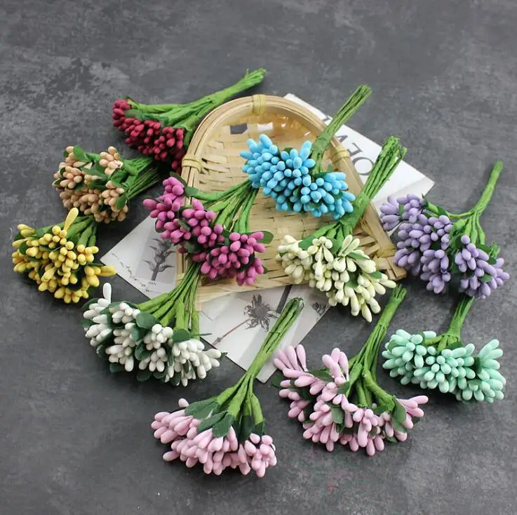 12pcs Craft Flowers Bouquet Artificial Bud Stamen Berry Diy Gift Box Fruit Flower | Дом и сад