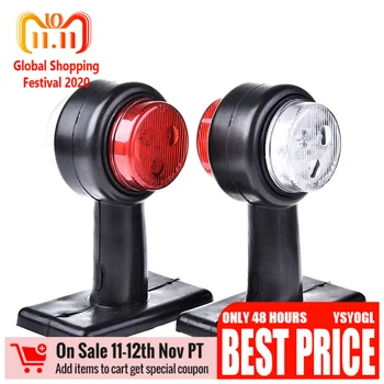 

Universal 2pcs Truck Trailer Caravan 10-30v Led Double Side Marker Clearance Light Warning Lamp Red & White