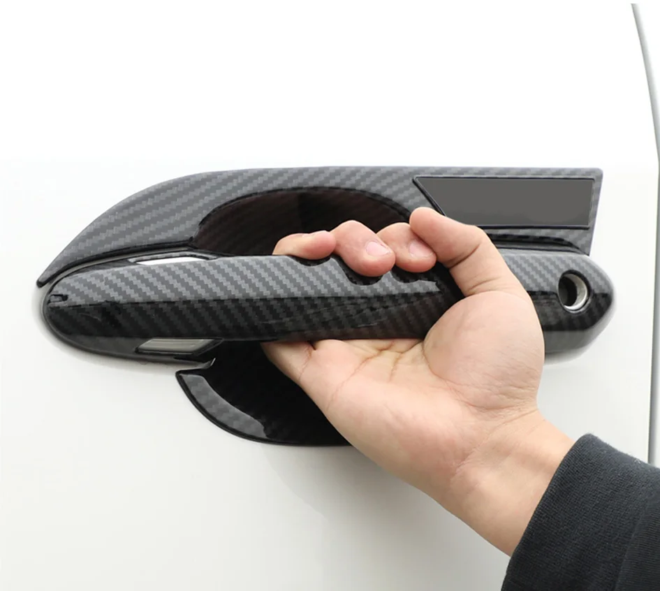 Fibra de carbono Exterior Porta Handle Adesivos,