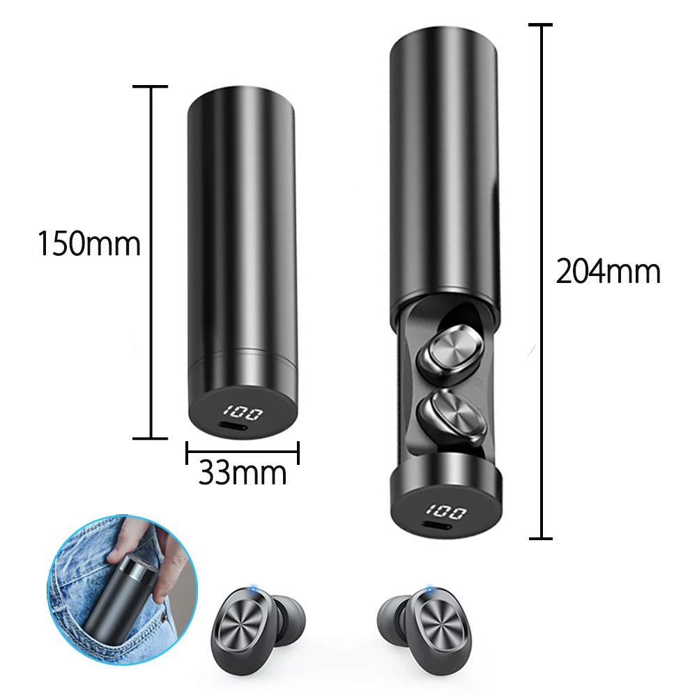 TWS  Bluetooth Earphone 5.0 Wireless Stereo HIFI True Wireless In-ear Earbuds Sport Gaming Earphones For Xiaomi Samsung With MIC