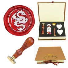 Дракон Печать воск печать штамп Винтаж на заказ ваш дизайн Elegangt натуральный Палисандр Ручка уплотнение воск комплект печатей подарок