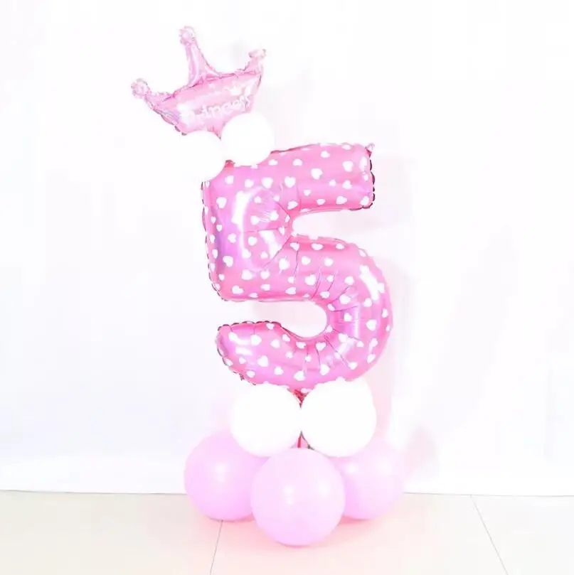 pink 5 Воздушный шар с цифрами, воздушные шары на день рождения, украшения на день рождения, Товары для детей, воздушный шар из фольги, цифры, балоны, бусины, шары - Цвет: pink 5