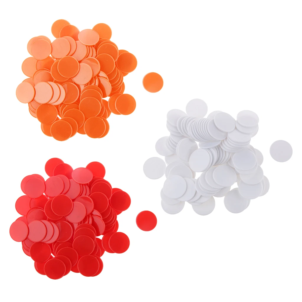 300x Orange&White&Red Bingo Chips Counterd Tokens for Party Board Game Toys