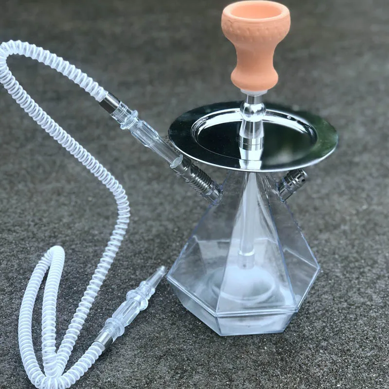 Single pipe KyqRtz Алмазная форма акриловая бутылка для воды Ши Ша кальян набор с дымовой трубой, шланг для кальяна, светодиодный светильник и аксессуары для кальяна - Цвет: Single pipe