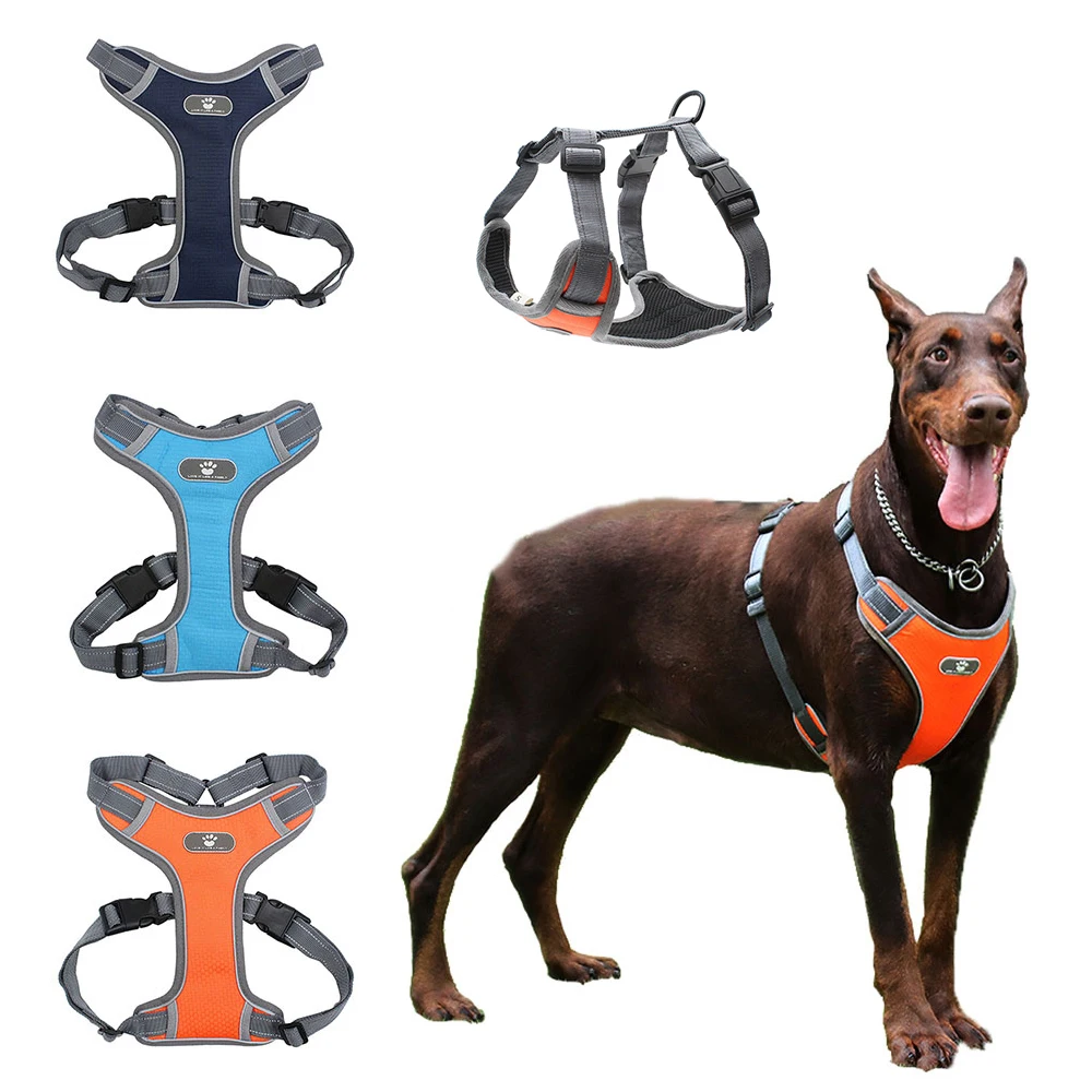 

Large Dog Harness NO PULL Nylon Reflective Big Dogs Training Harnesses Durable Dog Collar For Medium Large Dog Running Dobermann