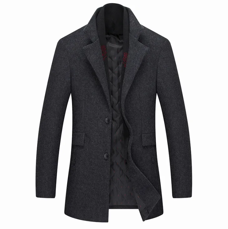 dark gray Новое модное зимнее шерстяное зауженное пальто впору куртки для мужчин s однотонная Повседневная Теплая Верхняя одежда куртка и пальто Мужское полупальто - Цвет: dark gray