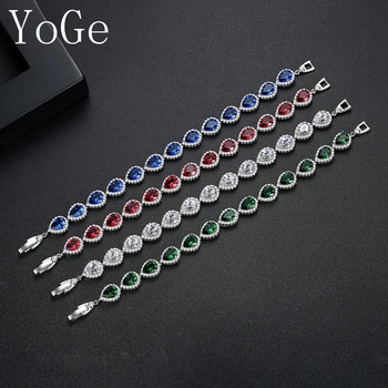 

YoGe statement Wedding&Party Jewelry,BD035 Luxury AAA Cubic Zirconia Waterdrop Stone Combination Chain Bangle