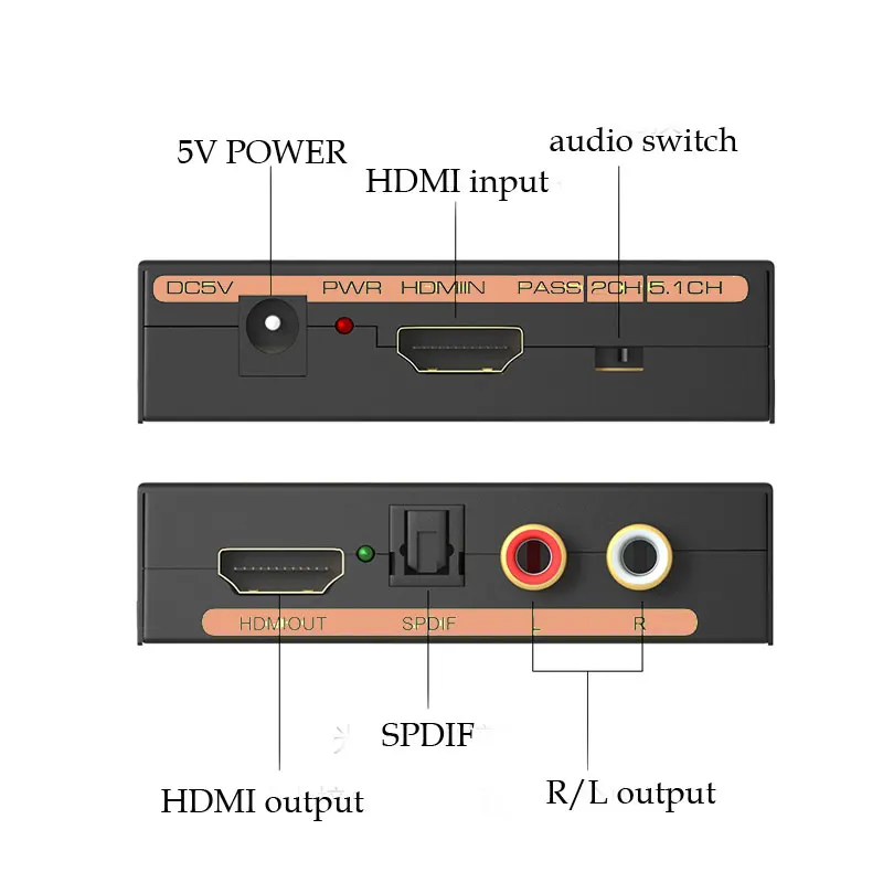 1080p HDMI аудио экстрактор с оптическим R/L RCA аудио выход Поддержка 2.0CH 5.1CH пройти Hdmi аудио экстрактор конвертер для PS4