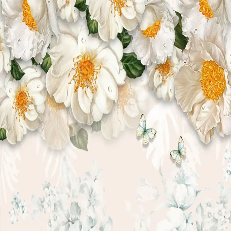 Custom-3D-Mural-Wallpaper-Modern-Simple-Yellow-Flowers-Oil-Painting-Fresco-Living-Room-TV-Sofa-Bedroom (4)