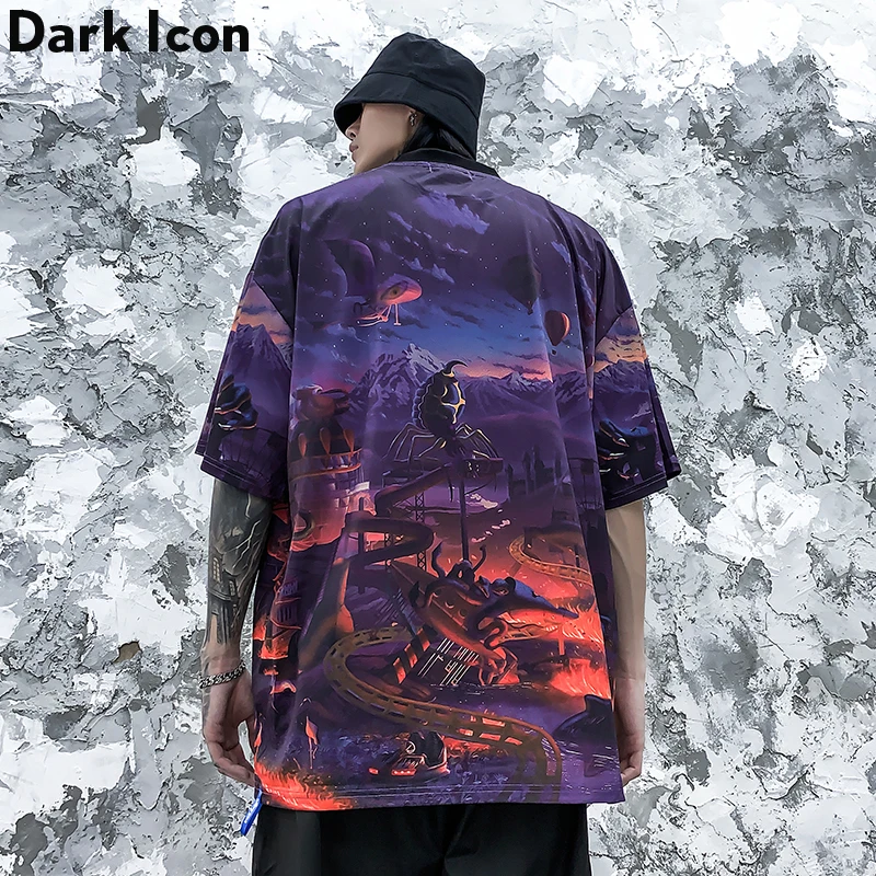 Мужская футболка с коротким рукавом в стиле Харадзюку Dark Icon Модная хлопковая