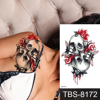 

Waterproof Temporary Tattoo Sticker Flowers Skull Eyes Rose Flash Tattoos Tiger Lion Wolf Body Art Arm Fake Tatoo Women Men