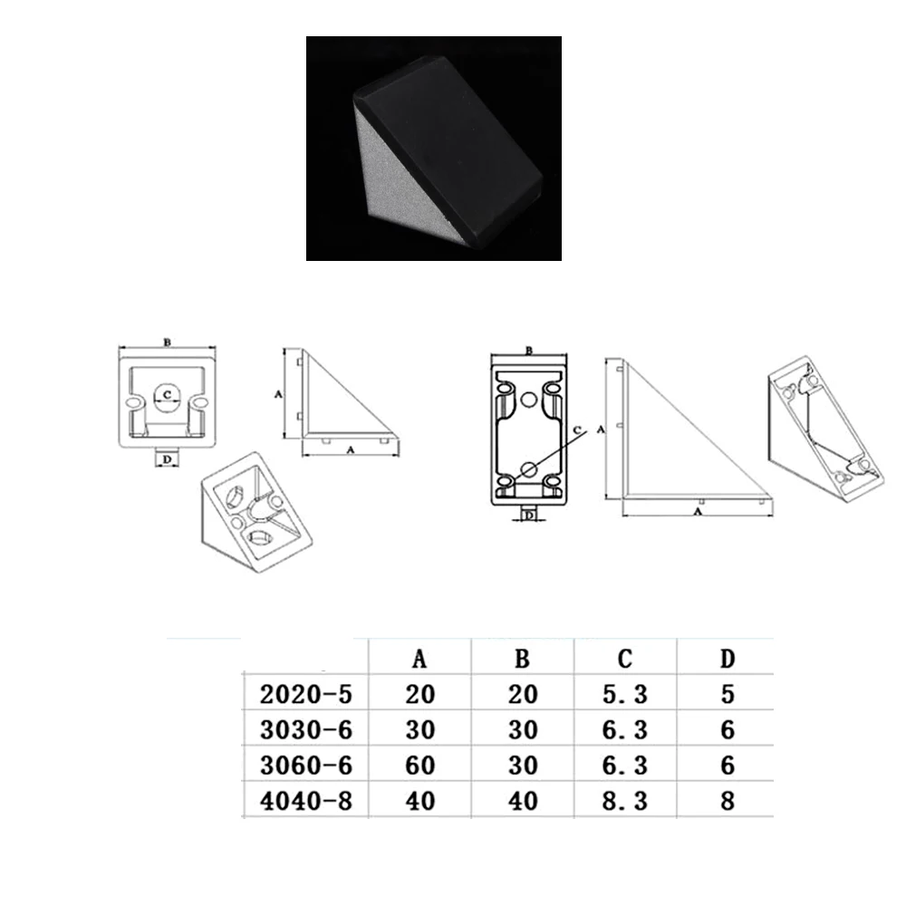 Corner Bracket Fitting Angle Aluminum Connector with Cap For Industrial Aluminum Profile 10pcs 3030 4040 Aluminum Profile Connector