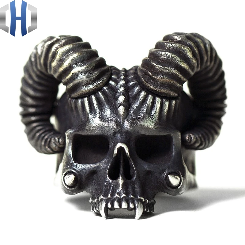 

Original Design Handmade Silver Evil Spirit 925 Silver Ring Personality Croissant Punk Ring