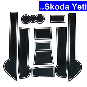 

9 Pcs Car Non-slip Door Gate Slot Mats Carpets Position Cup Holder Pads For Skoda Yeti Door Groove Mat Free Shipping