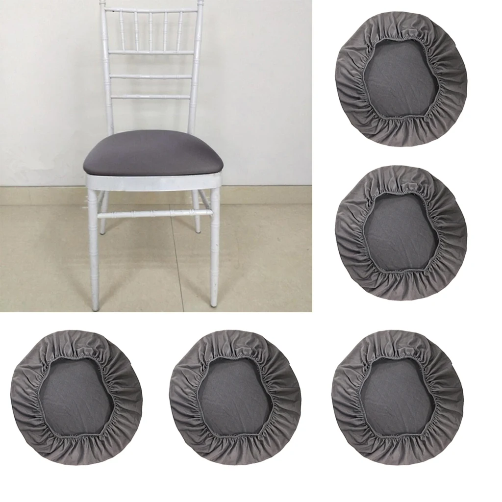 5 Pack Elastic Chair Seat Cover Wedding Dining Room Chair Slipcover Gray