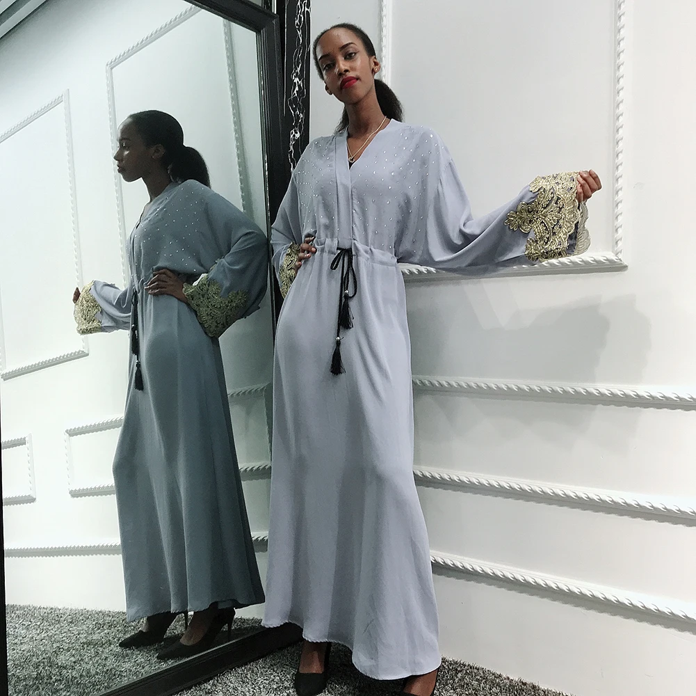 Абая для женщин Кафтан Катара ОАЭ Омани кружева мусульманский хиджаб платье джилбаб халат дамы Абая Дубайский кафтан Турция Исламская одежда