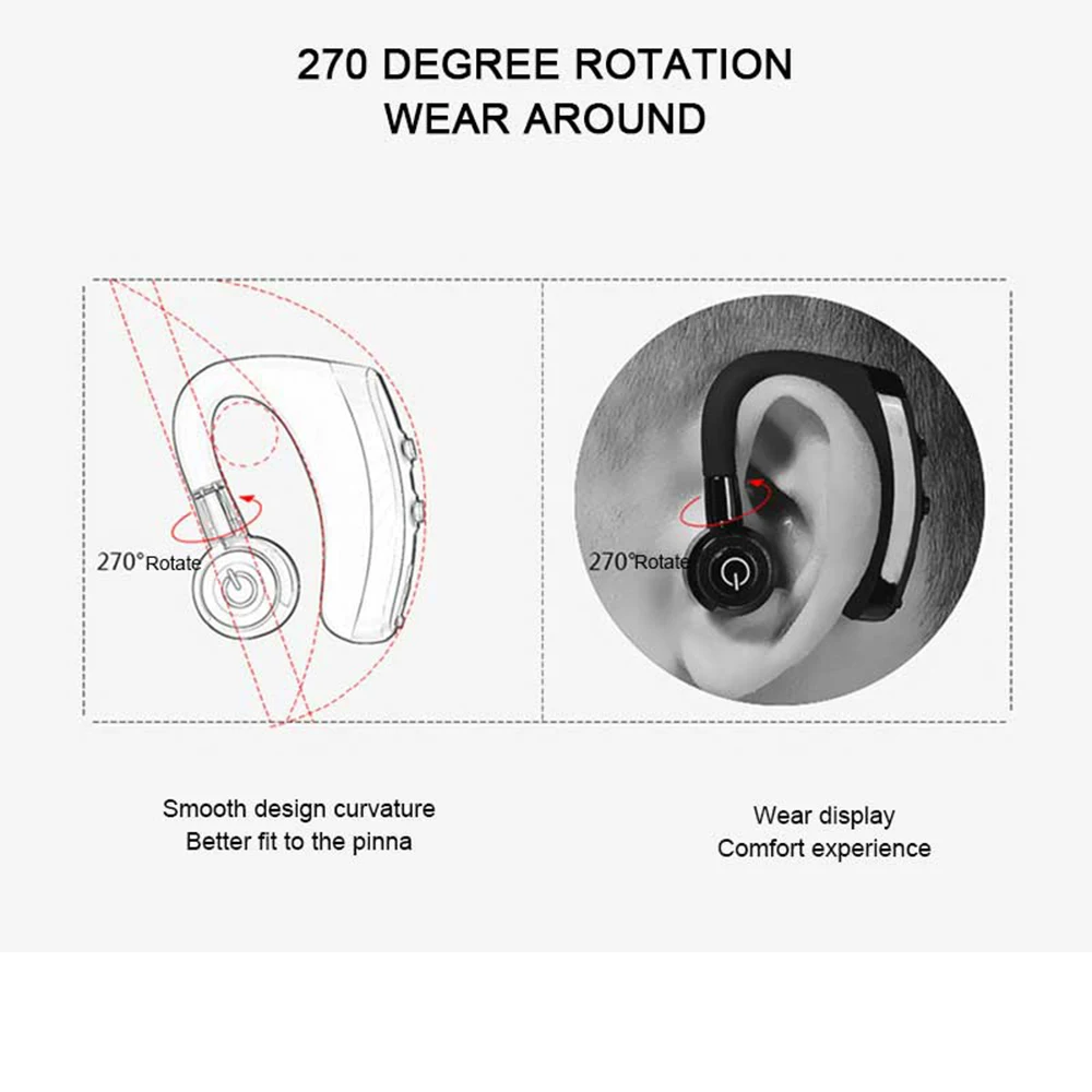 Business Car Bluetooth Earphone Handsfree Wireless Bluetooth Headsets Earphones Headphones With Mic Handsfree Cordless Earphones