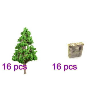

16 Sets 8.7cm HO 1:85 Scale Pine Tree Model With Tree Altar Model for DIY Scenery Landscape