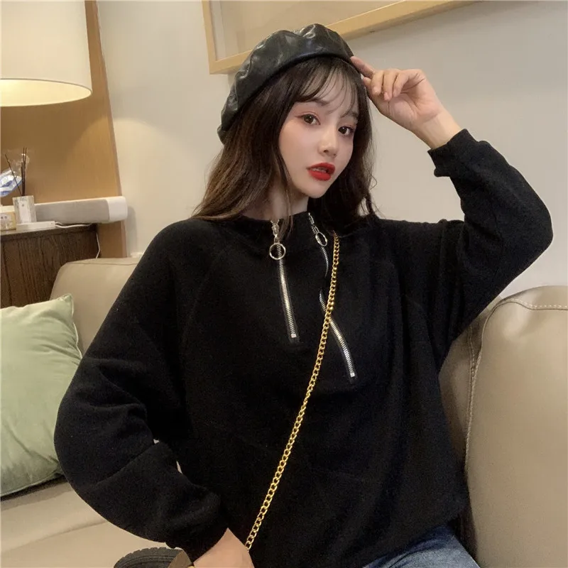 Уличная одежда; sudaderas mujer; коллекция года; женская одежда больших размеров; толстовка; kawaii sweat femme на молнии; флисовая женская Свободная одежда; F1186