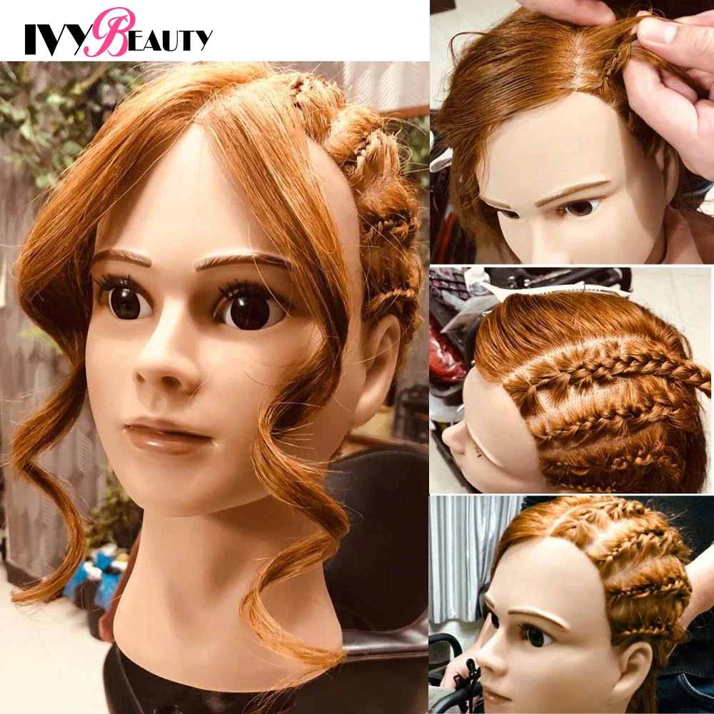 Tête de Mannequin avec 50% de Cheveux Humains, pour Maquillage, Coiffure,  Formation, Pratique Professionnelle, Têtes de Beurre - AliExpress