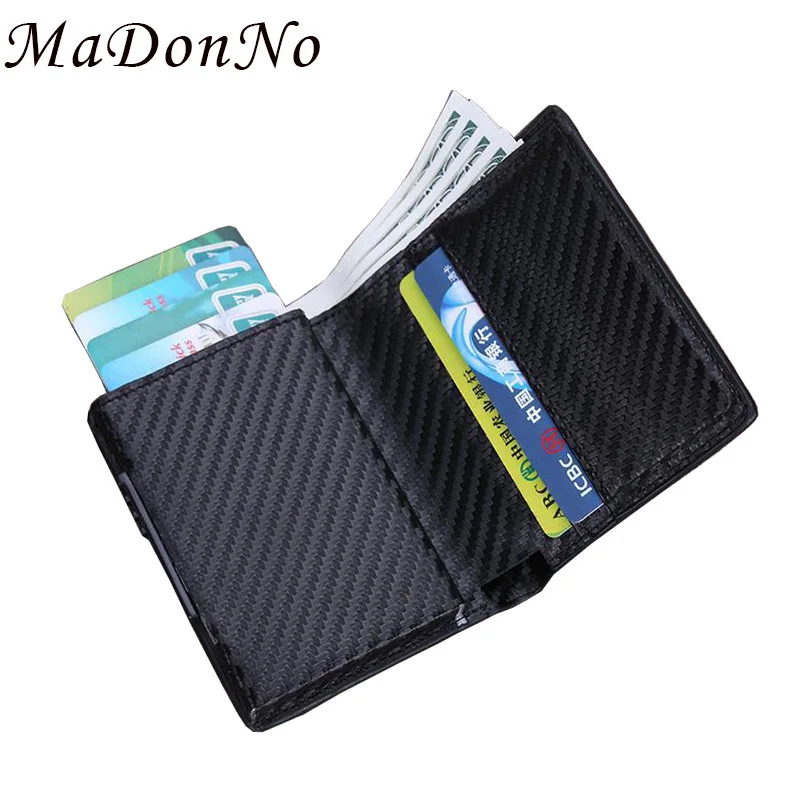 Rfid Men Card Pop Up Wallets Leather Metal Slim Thin Wallet Money Purse Male Short Clutch Magic Smart Wallet Small Walet Black Lazada Singapore