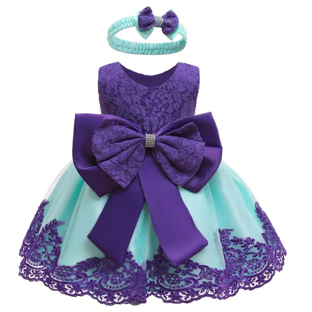 Зимнее платье на крестины для новорожденных; Рождественская Одежда для маленьких девочек; свадебное платье принцессы; 1 год; платье для дня рождения; платье для девочек - Цвет: Purple