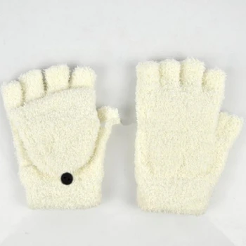 

Winter Warm Exposed Finger Mittens Knitted Warm Flip Half Finger Gloves Unisex Plus Thick Male Fingerless Gloves Men Wool #49153