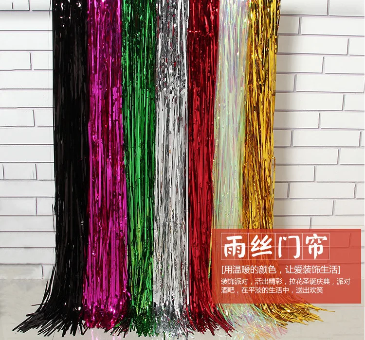 High 245cm Wide 92 Cm Tinsel Curtain Decoration Latte Art Christmas Celebration Party Decorative Photo Shoot Background Rain Doo
