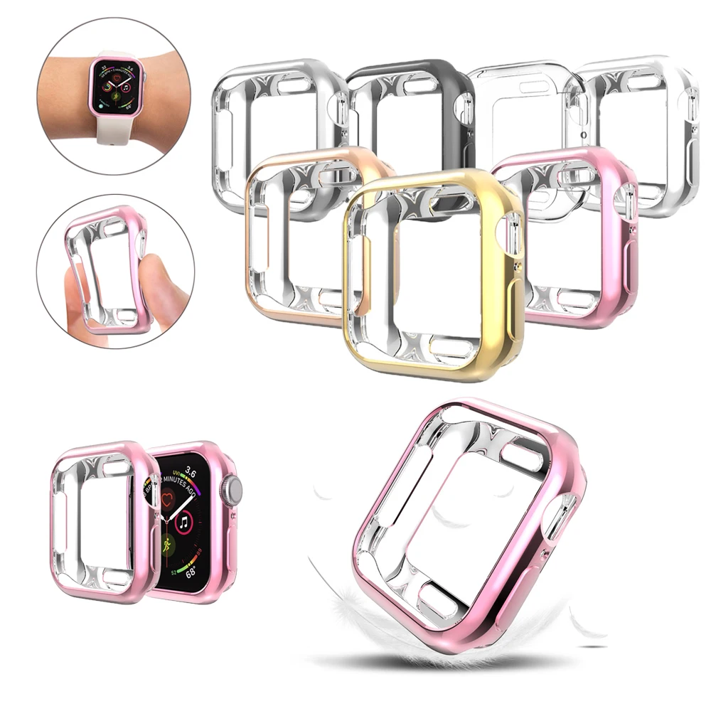 Чехол для часов 44 мм для Apple Watch serise 5 4 3 2 1 ремешок чехол 38 мм 42 мм ТПУ Мягкий Прозрачный квадратный отверстие для iwatch 4 40 мм
