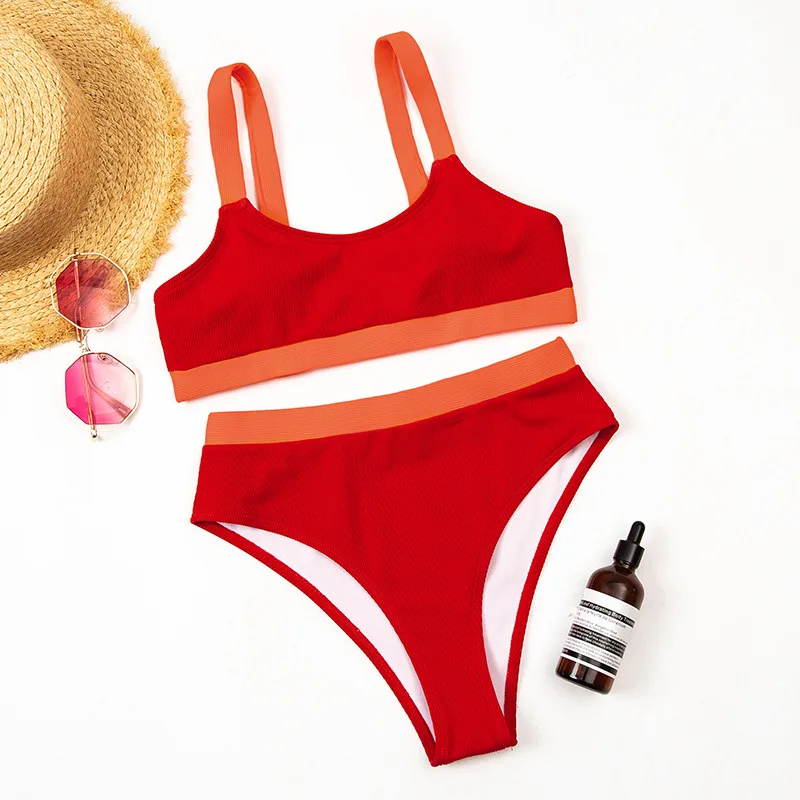 High Waisted Bikini 2022 Swimwear Woman Swimsuit Female Sexy Ribbed Brazilian Push Up Bikinis Set Bathing Suit Women Beach Wear