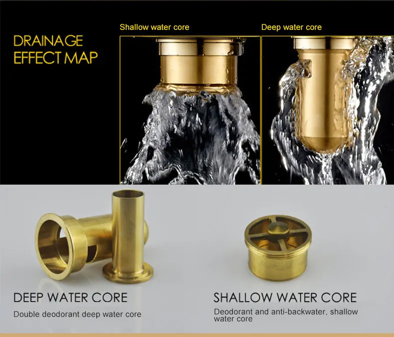European And American Style Deodorant Copper Floor Drain Bathroom Shower Drain Square Floor Drainage Invisible Floor Drain